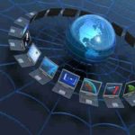 Global computer network. Hi-res digitally generated image. Global computer network. Hi-res digitally generated image.
